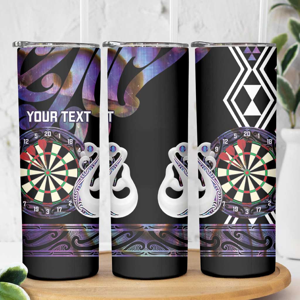 Personalised New Zealand Darts Skinny Tumbler Ngutukaka Manaia Taniko Luxury Purple - Polynesian Pride