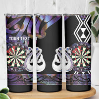 Personalised New Zealand Darts Skinny Tumbler Ngutukaka Manaia Taniko Luxury Purple - Polynesian Pride