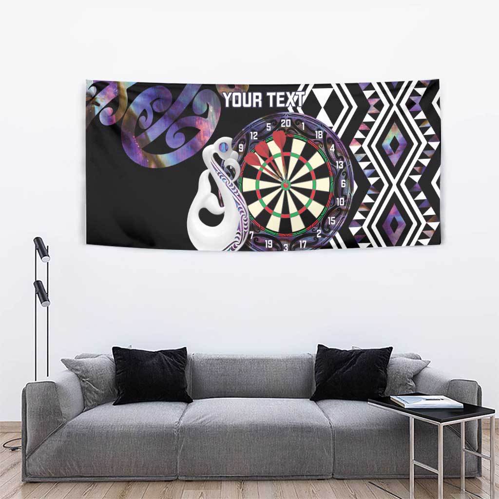 Personalised New Zealand Darts Tapestry Ngutukaka Manaia Taniko Luxury Purple - Polynesian Pride