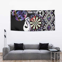Personalised New Zealand Darts Tapestry Ngutukaka Manaia Taniko Luxury Purple - Polynesian Pride