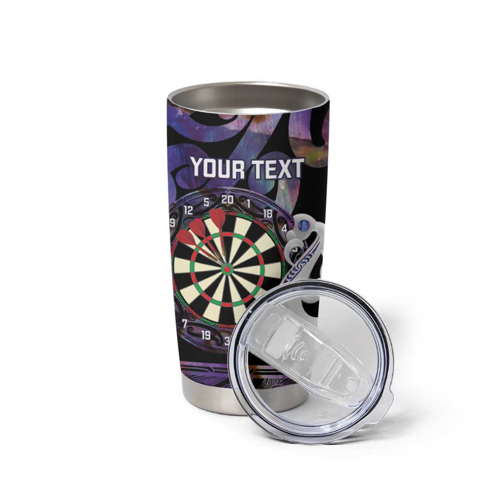 Personalised New Zealand Darts Tumbler Cup Ngutukaka Manaia Taniko Luxury Purple - Polynesian Pride
