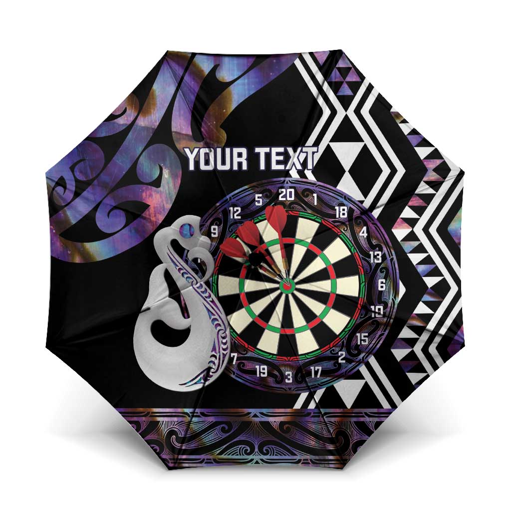 Personalised New Zealand Darts Umbrella Ngutukaka Manaia Taniko Luxury Purple - Polynesian Pride