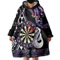 Personalised New Zealand Darts Wearable Blanket Hoodie Ngutukaka Manaia Taniko Luxury Purple - Polynesian Pride