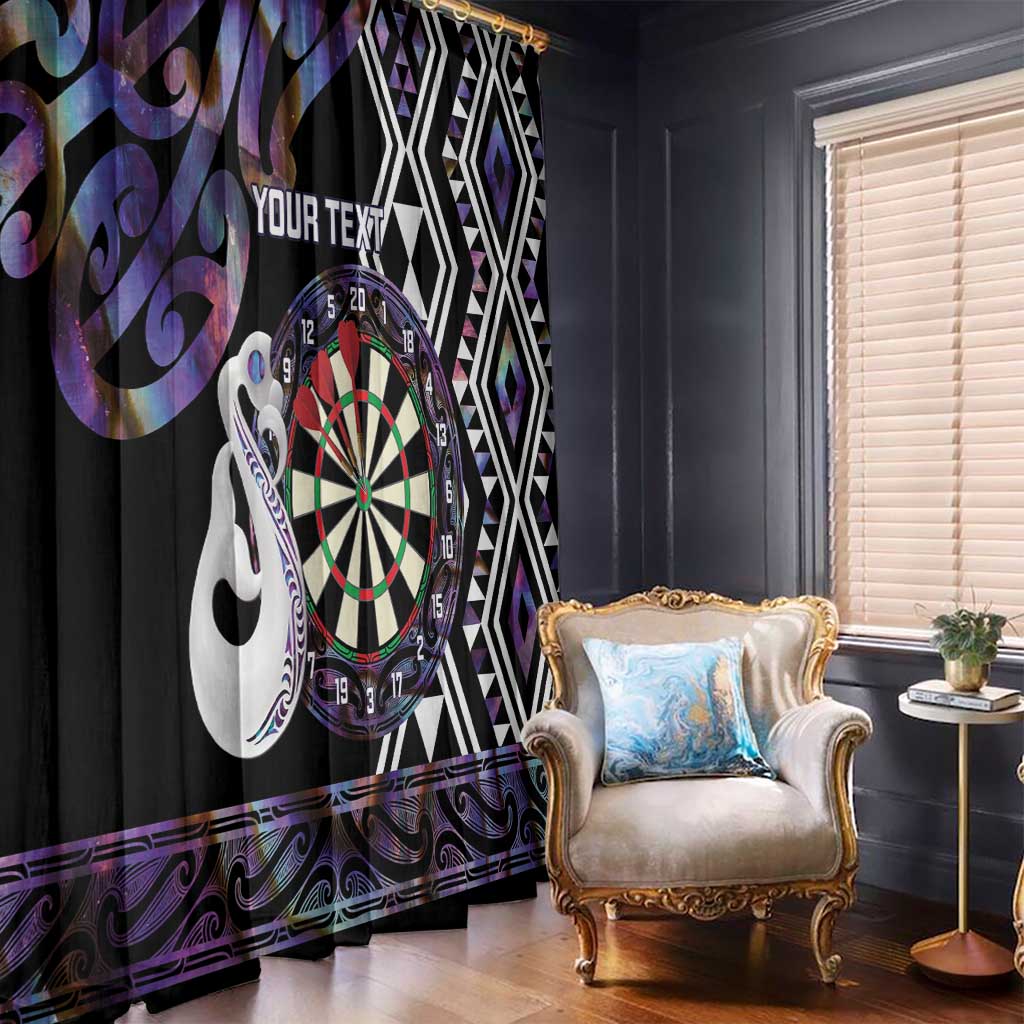 Personalised New Zealand Darts Window Curtain Ngutukaka Manaia Taniko Luxury Purple - Polynesian Pride