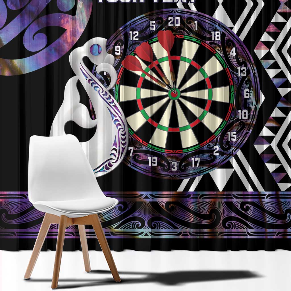 Personalised New Zealand Darts Window Curtain Ngutukaka Manaia Taniko Luxury Purple - Polynesian Pride