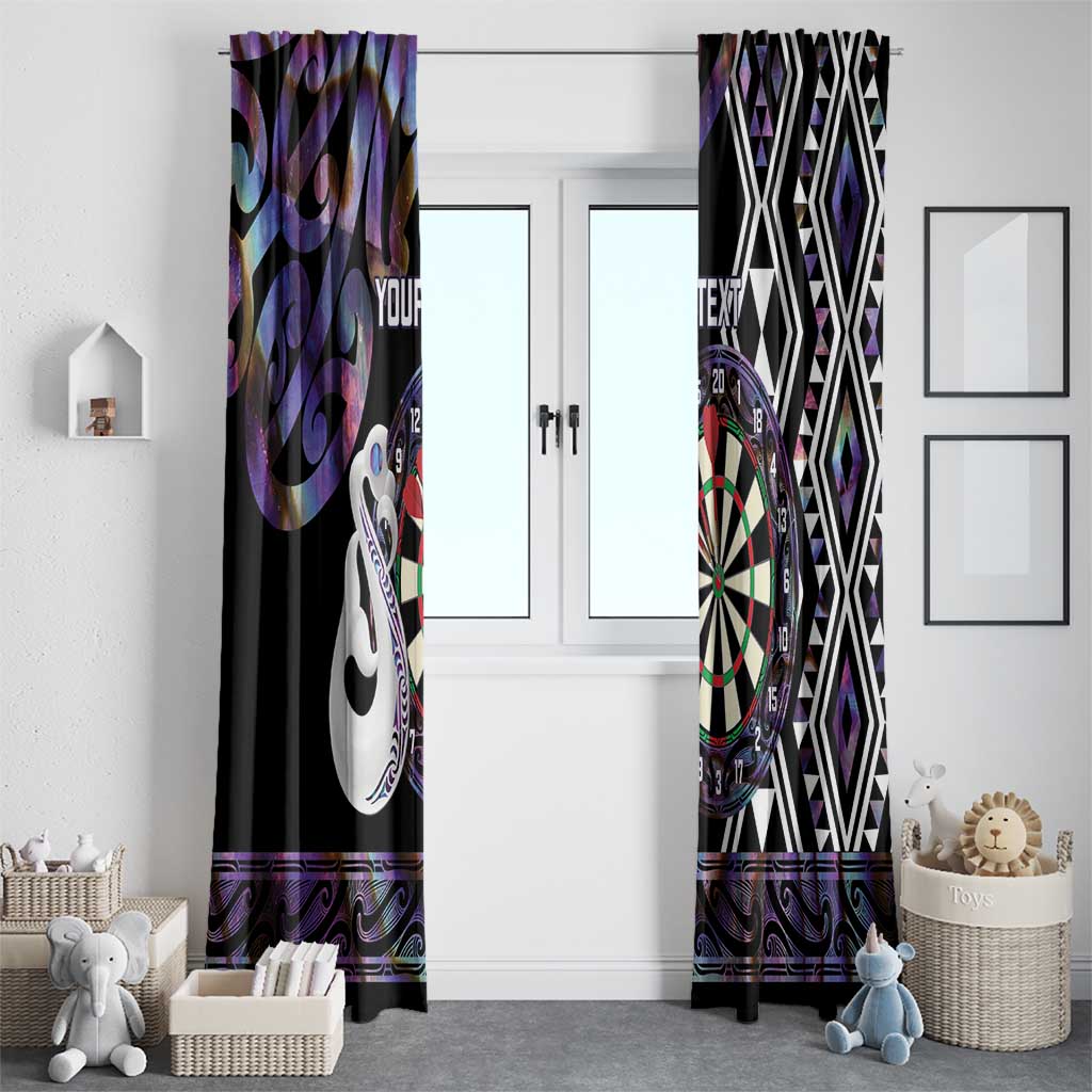 Personalised New Zealand Darts Window Curtain Ngutukaka Manaia Taniko Luxury Purple - Polynesian Pride