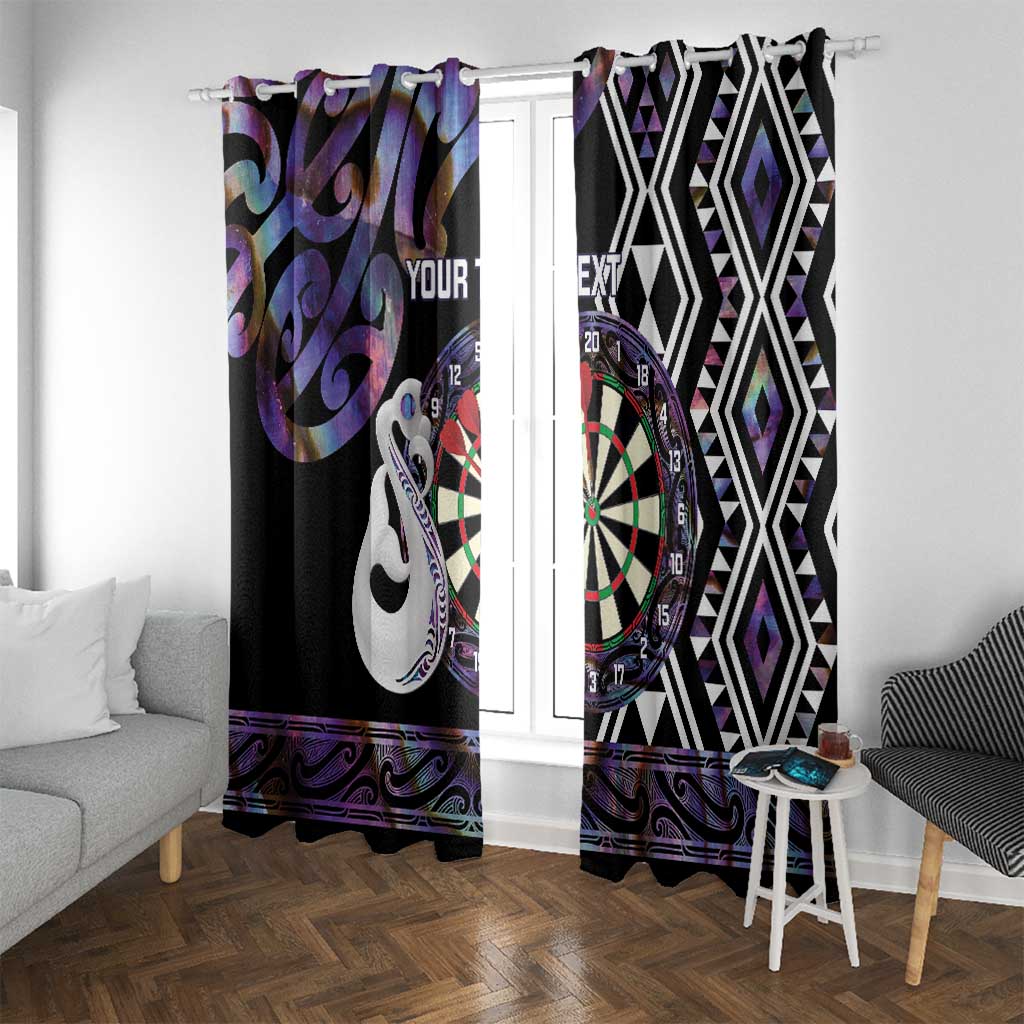 Personalised New Zealand Darts Window Curtain Ngutukaka Manaia Taniko Luxury Purple - Polynesian Pride