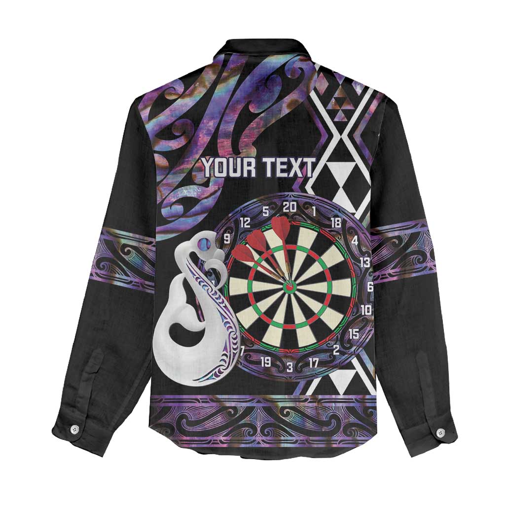 Personalised New Zealand Darts Women Casual Shirt Ngutukaka Manaia Taniko Luxury Purple - Polynesian Pride