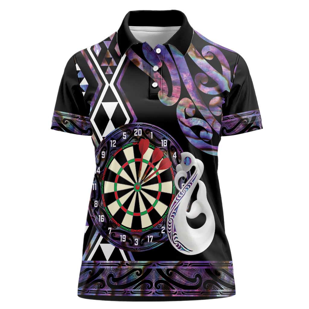 Personalised New Zealand Darts Women Polo Shirt Ngutukaka Manaia Taniko Luxury Purple - Polynesian Pride