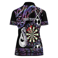 Personalised New Zealand Darts Women Polo Shirt Ngutukaka Manaia Taniko Luxury Purple - Polynesian Pride