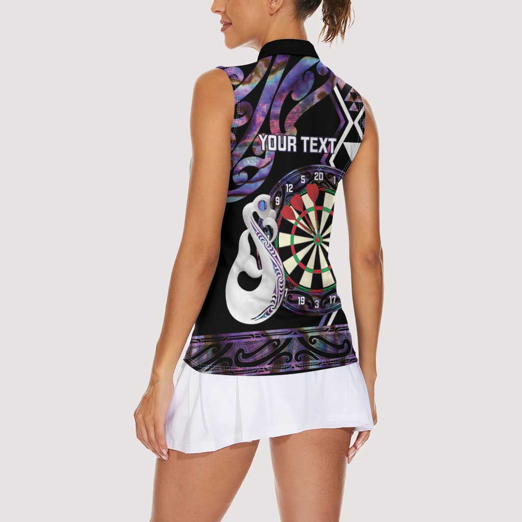 Personalised New Zealand Darts Women Sleeveless Polo Shirt Ngutukaka Manaia Taniko Luxury Purple - Polynesian Pride