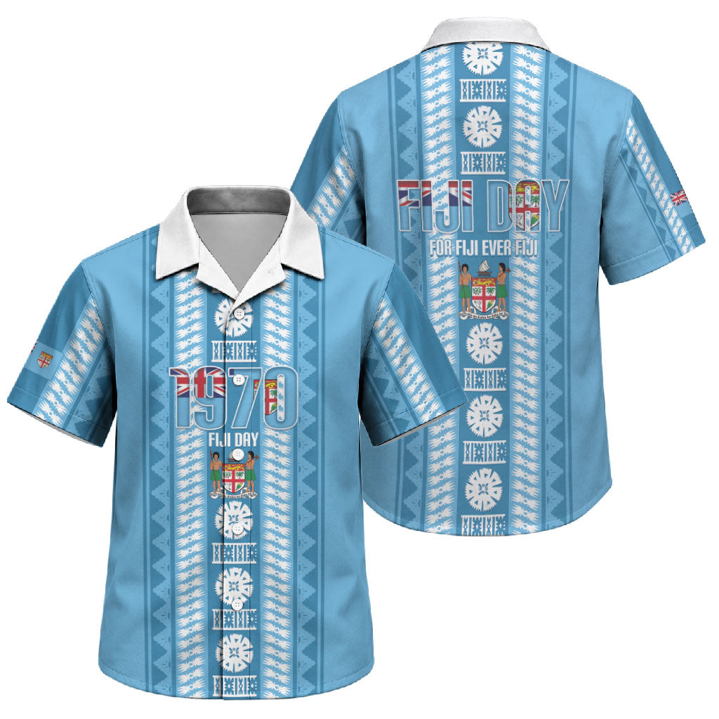 Fiji Day 1970 Family Matching Summer Maxi Dress and Hawaiian Shirt For Fiji Ever Fiji Tapa Pattern Blue LT14 Son's Shirt Blue - Polynesian Pride