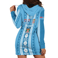 Fiji Day 1970 Hoodie Dress For Fiji Ever Fiji Tapa Pattern Blue