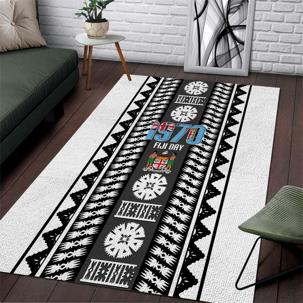 Fiji Day 1970 Area Rug For Fiji Ever Fiji Tapa Pattern White