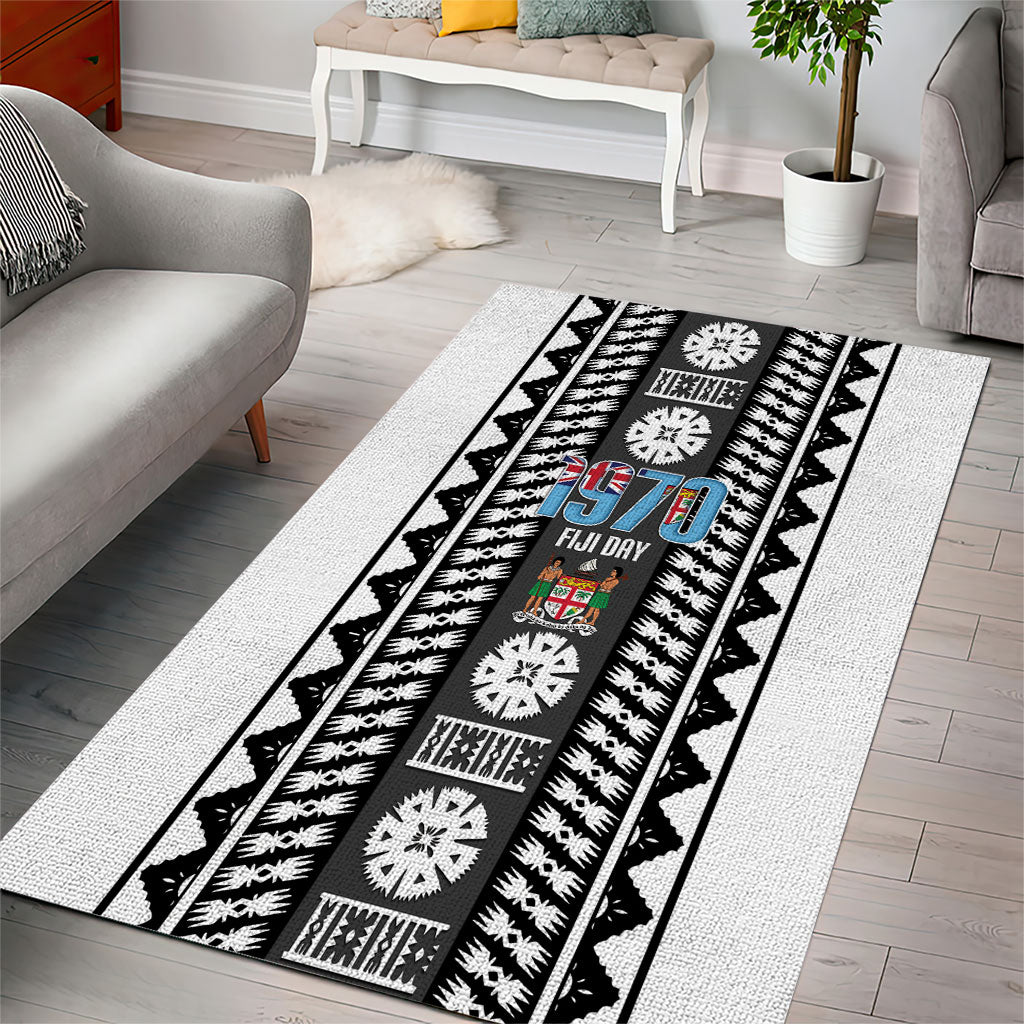 Fiji Day 1970 Area Rug For Fiji Ever Fiji Tapa Pattern White