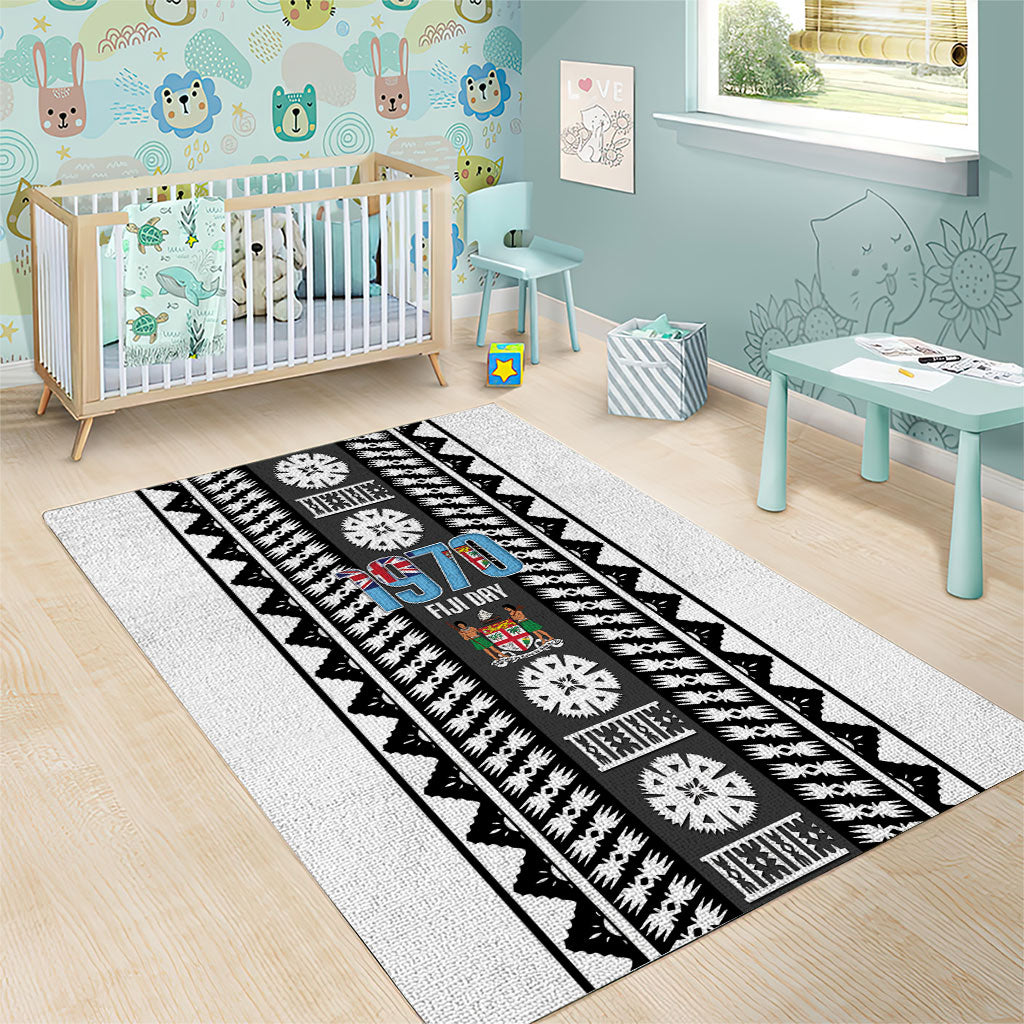 Fiji Day 1970 Area Rug For Fiji Ever Fiji Tapa Pattern White