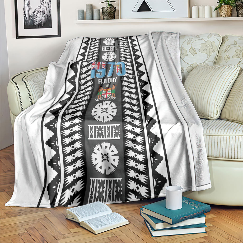 Fiji Day 1970 Blanket For Fiji Ever Fiji Tapa Pattern White LT14 White - Polynesian Pride