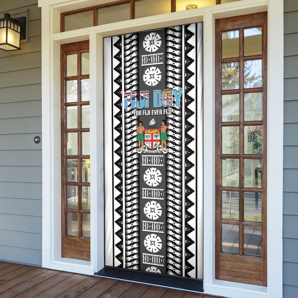 Fiji Day 1970 Door Cover For Fiji Ever Fiji Tapa Pattern White LT14 - Polynesian Pride