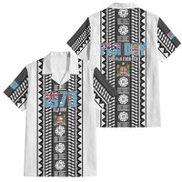 Fiji Day 1970 Family Matching Long Sleeve Bodycon Dress and Hawaiian Shirt For Fiji Ever Fiji Tapa Pattern White LT14 Dad's Shirt - Short Sleeve White - Polynesian Pride