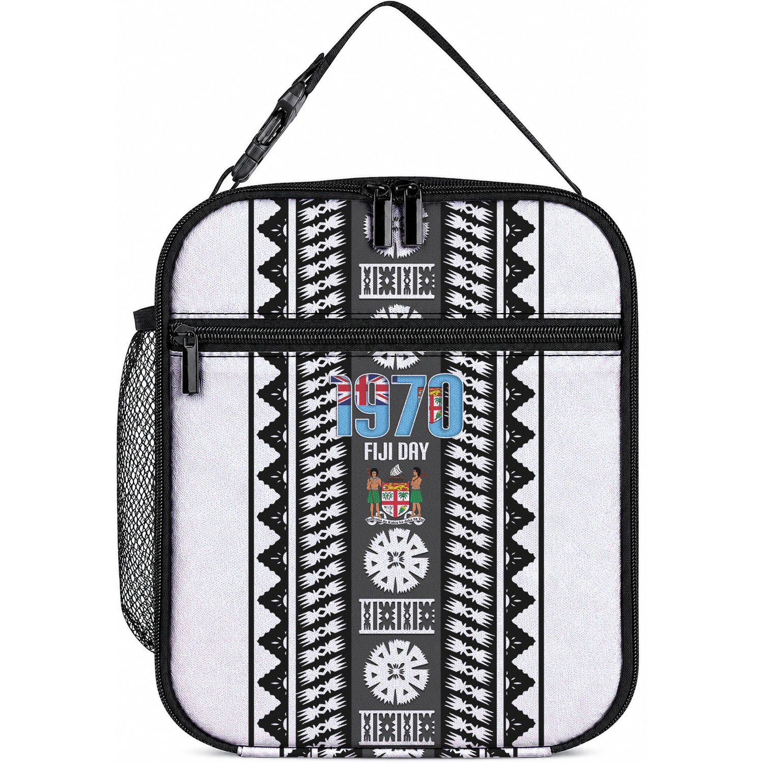Fiji Day 1970 Lunch Bag For Fiji Ever Fiji Tapa Pattern White