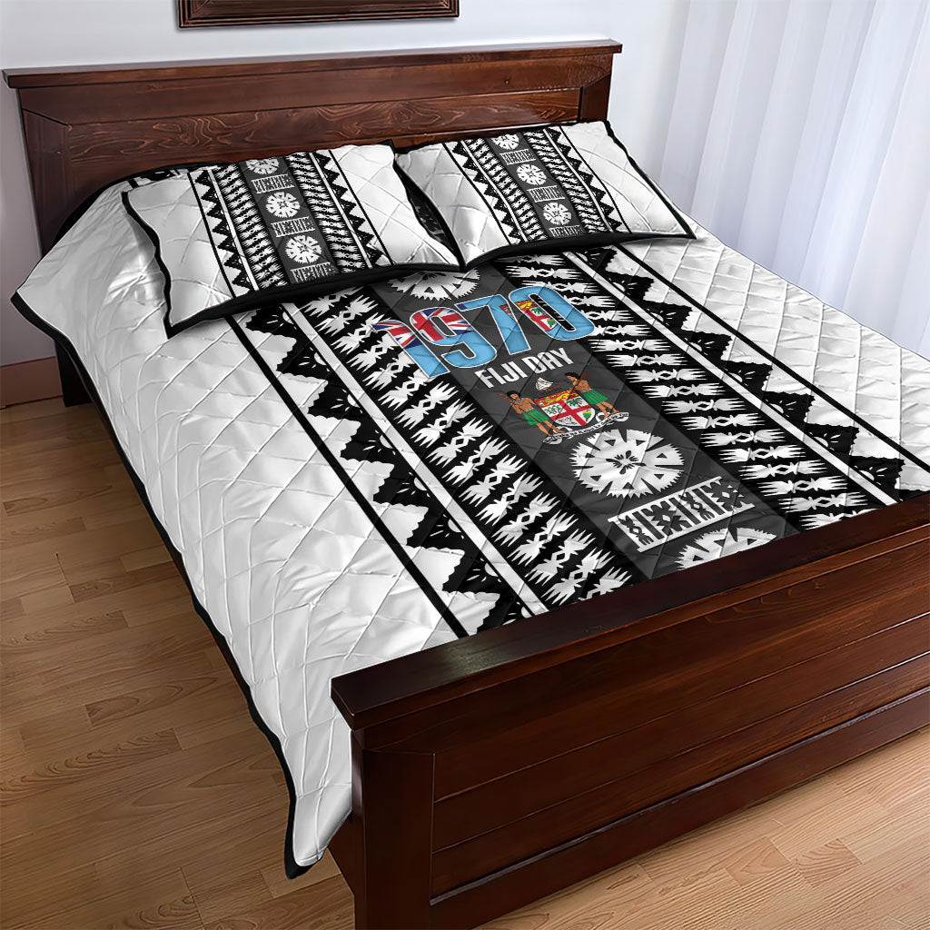 Fiji Day 1970 Quilt Bed Set For Fiji Ever Fiji Tapa Pattern White LT14 - Polynesian Pride