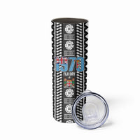 Fiji Day 1970 Skinny Tumbler For Fiji Ever Fiji Tapa Pattern White LT14 - Polynesian Pride