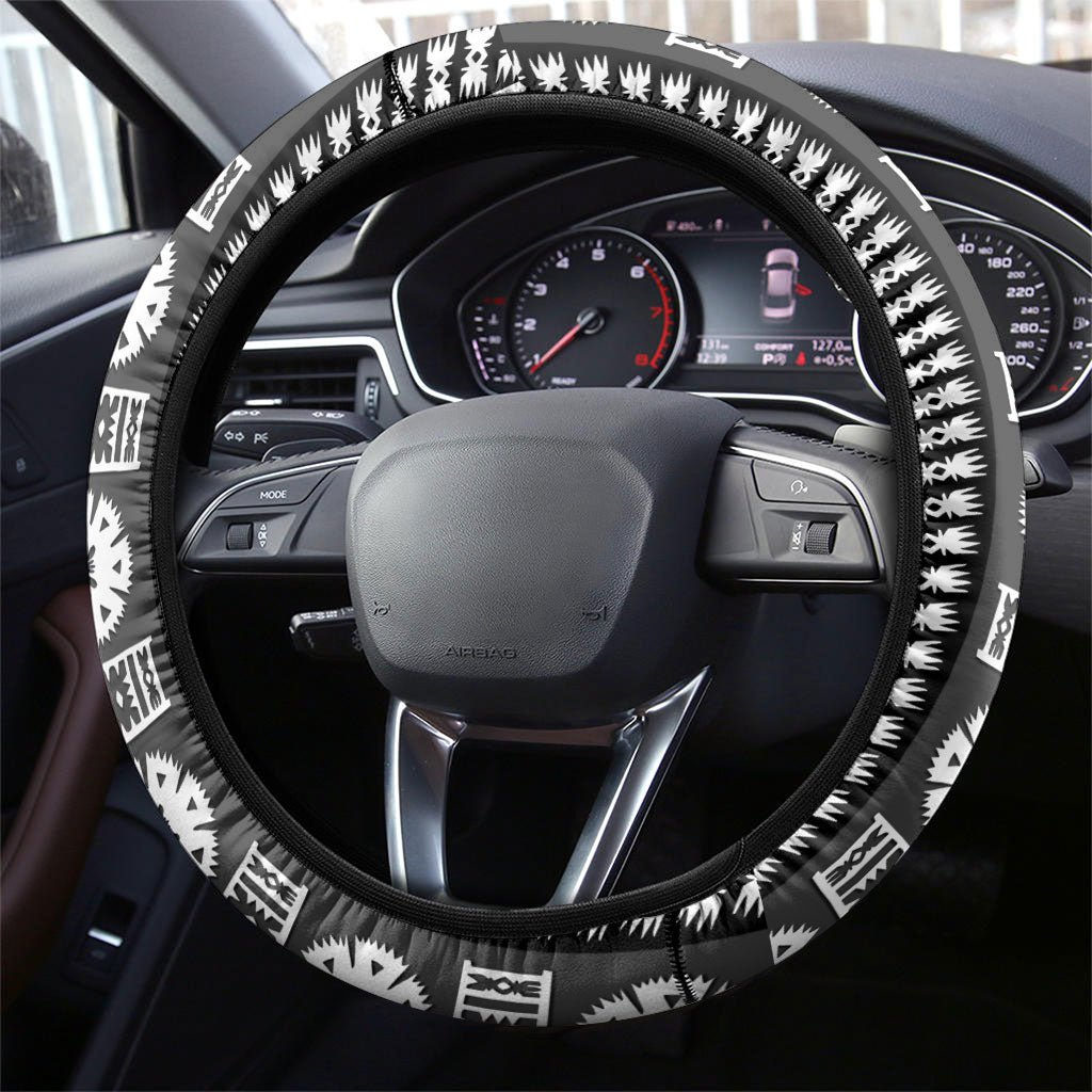 Fiji Day 1970 Steering Wheel Cover For Fiji Ever Fiji Tapa Pattern White LT14 - Polynesian Pride