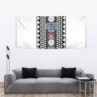 Fiji Day 1970 Tapestry For Fiji Ever Fiji Tapa Pattern White LT14 - Polynesian Pride