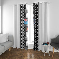 Fiji Day 1970 Window Curtain For Fiji Ever Fiji Tapa Pattern White LT14 With Grommets White - Polynesian Pride