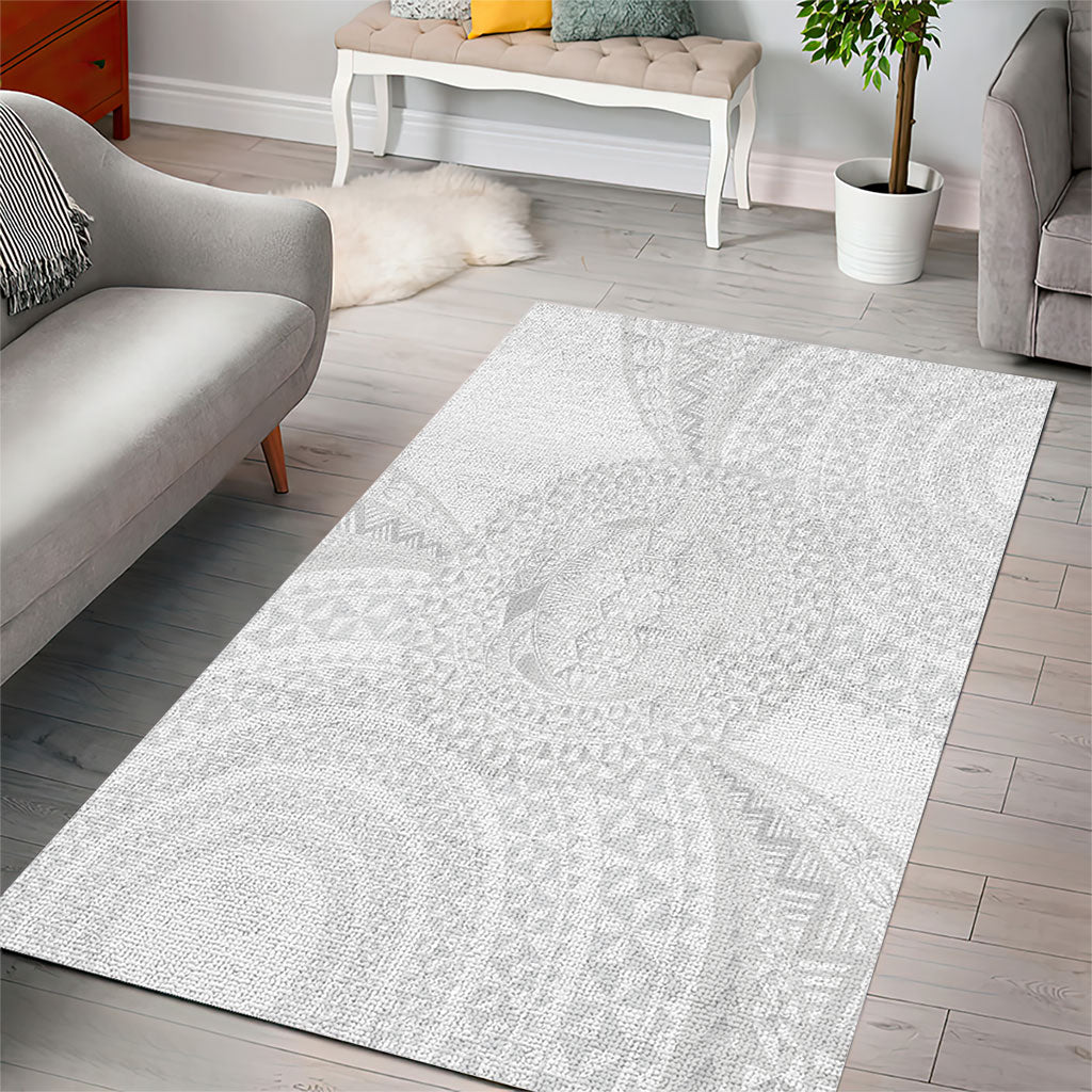 Tonga White Sunday Area Rug Fakame Tongan Ngatu Turtle LT14 - Polynesian Pride