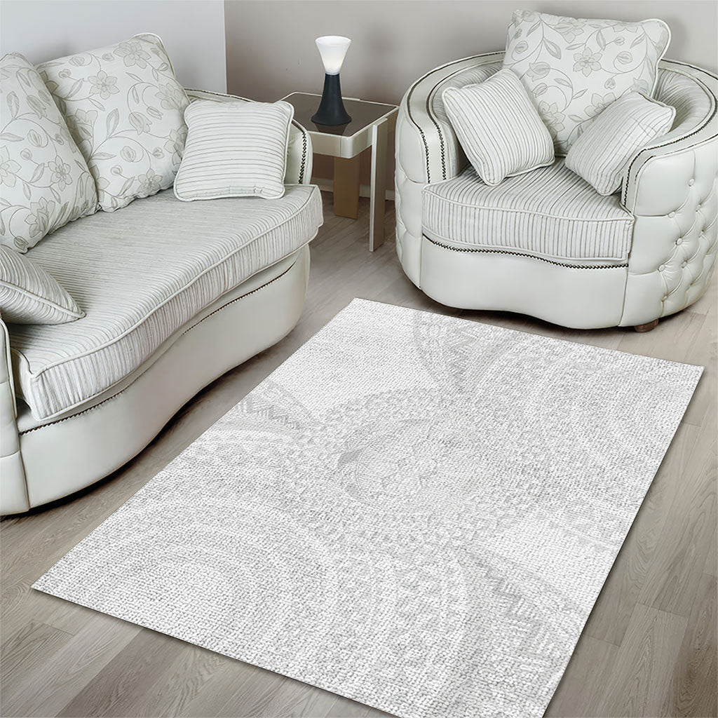 Tonga White Sunday Area Rug Fakame Tongan Ngatu Turtle LT14 - Polynesian Pride