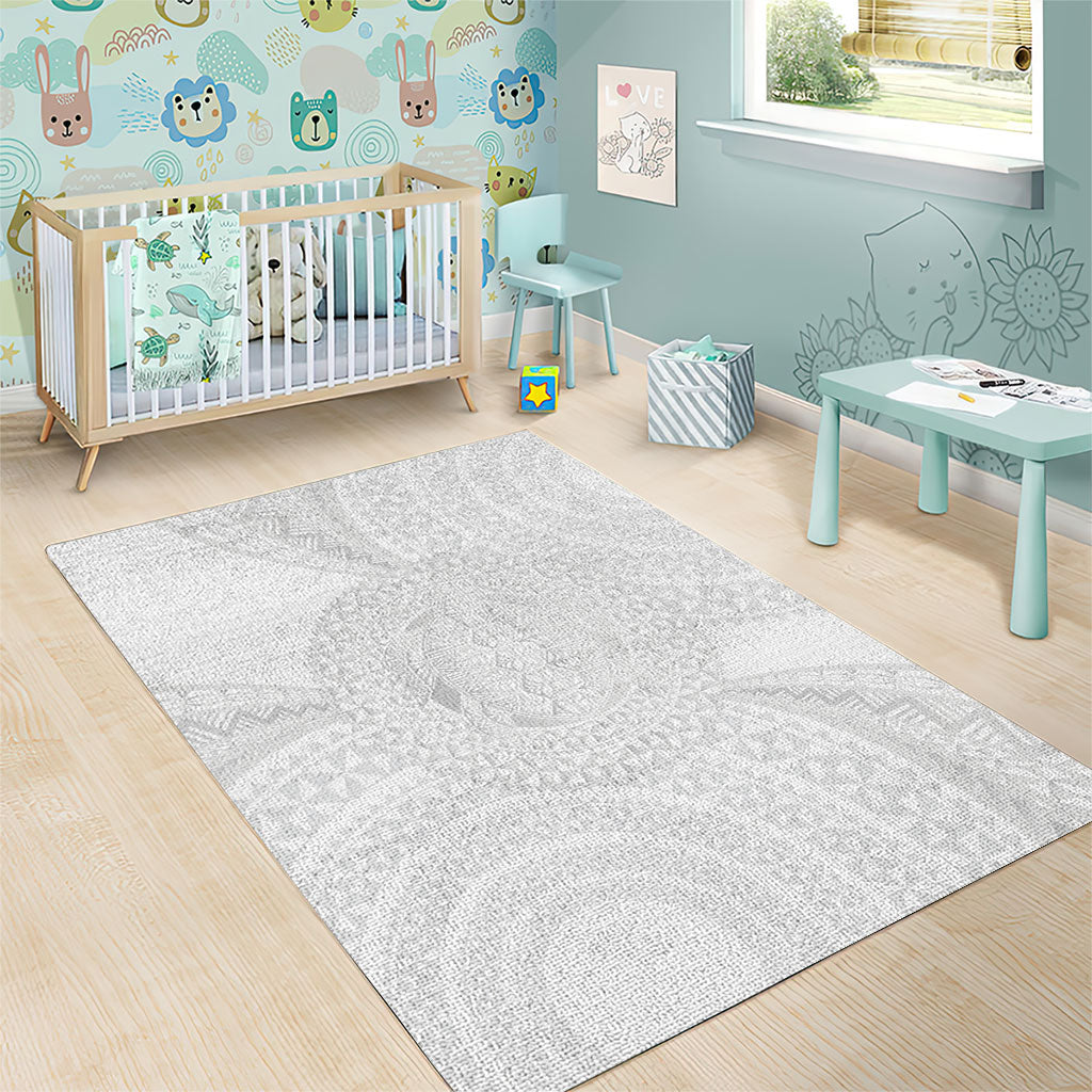 Tonga White Sunday Area Rug Fakame Tongan Ngatu Turtle LT14 - Polynesian Pride