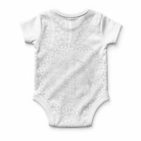 Tonga White Sunday Baby Onesie Fakame Tongan Ngatu Turtle