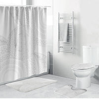 Tonga White Sunday Bathroom Set Fakame Tongan Ngatu Turtle LT14 Bathroom Set (4 pcs) White - Polynesian Pride