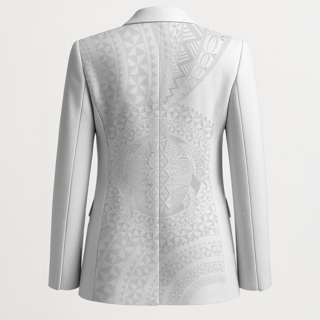 Tonga White Sunday Blazer Fakame Tongan Ngatu Turtle LT14 - Polynesian Pride