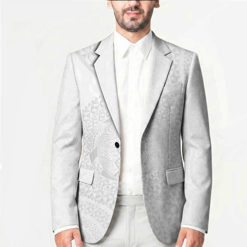 Tonga White Sunday Blazer Fakame Tongan Ngatu Turtle LT14 - Polynesian Pride