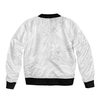Tonga White Sunday Bomber Jacket Fakame Tongan Ngatu Turtle LT14 - Polynesian Pride