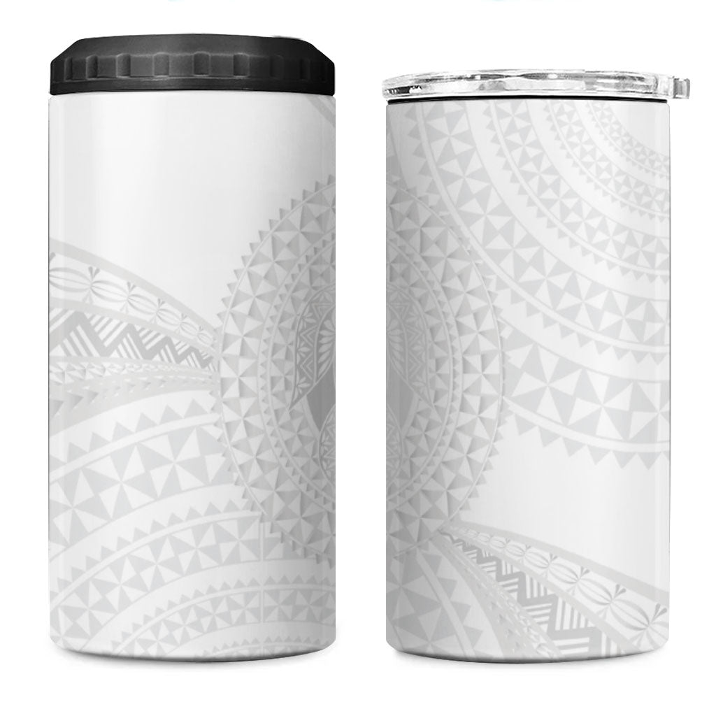 Tonga White Sunday 4 in 1 Can Cooler Tumbler Fakame Tongan Ngatu Turtle
