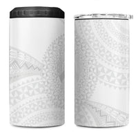 Tonga White Sunday 4 in 1 Can Cooler Tumbler Fakame Tongan Ngatu Turtle