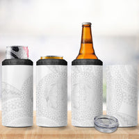 Tonga White Sunday 4 in 1 Can Cooler Tumbler Fakame Tongan Ngatu Turtle