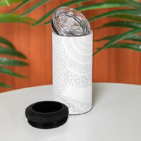 Tonga White Sunday 4 in 1 Can Cooler Tumbler Fakame Tongan Ngatu Turtle