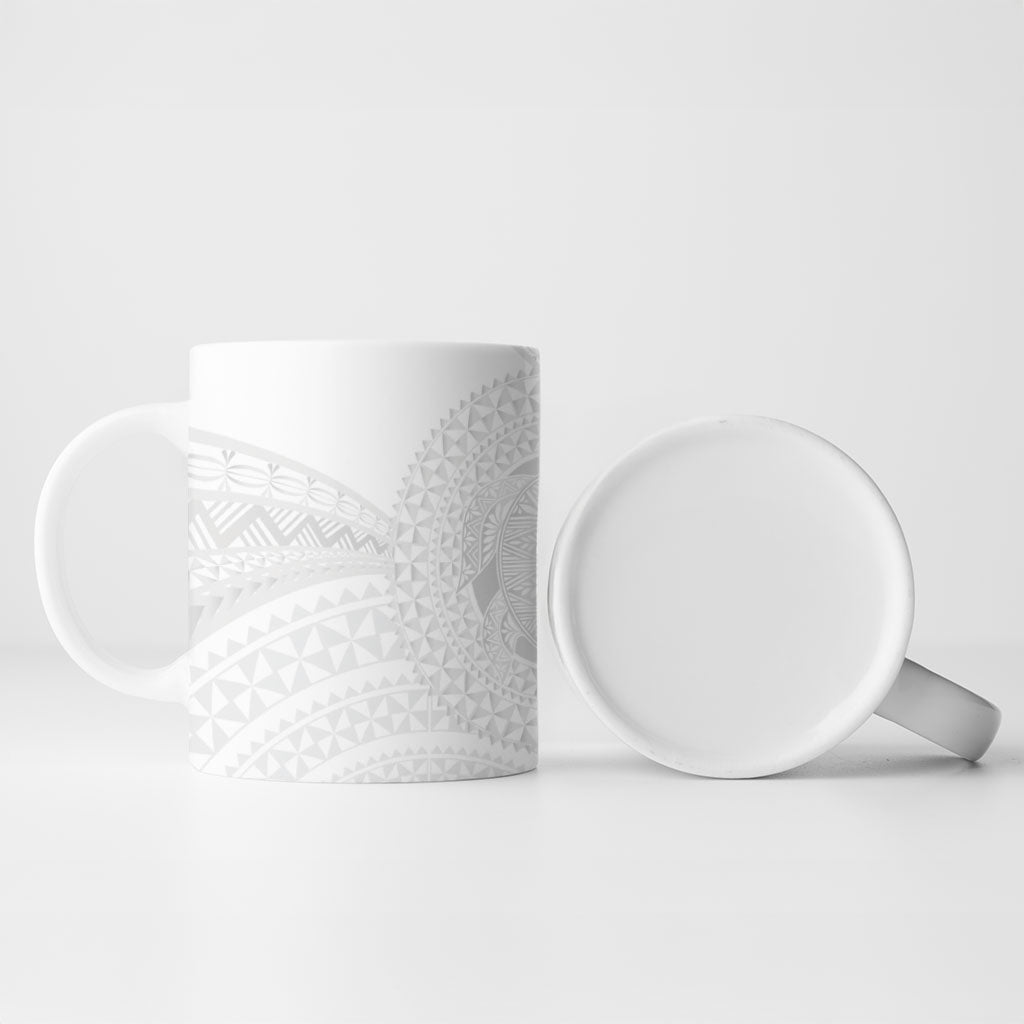 Tonga White Sunday Ceramic Mug Fakame Tongan Ngatu Turtle LT14 - Polynesian Pride