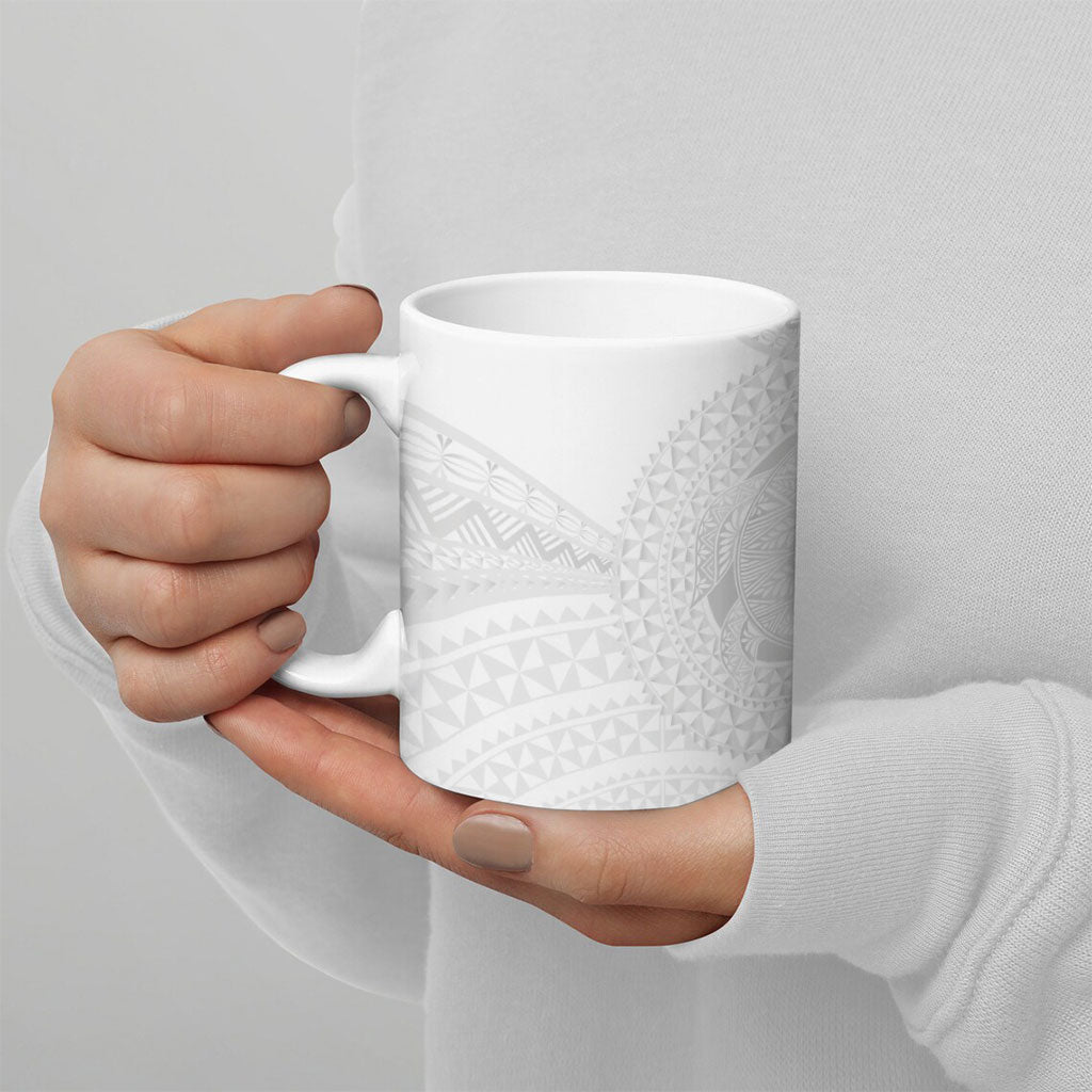 Tonga White Sunday Ceramic Mug Fakame Tongan Ngatu Turtle LT14 - Polynesian Pride