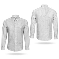 Tonga White Sunday Couples Matching Summer Maxi Dress and Long Sleeve Button Shirt Fakame Tongan Ngatu Turtle LT14 - Polynesian Pride