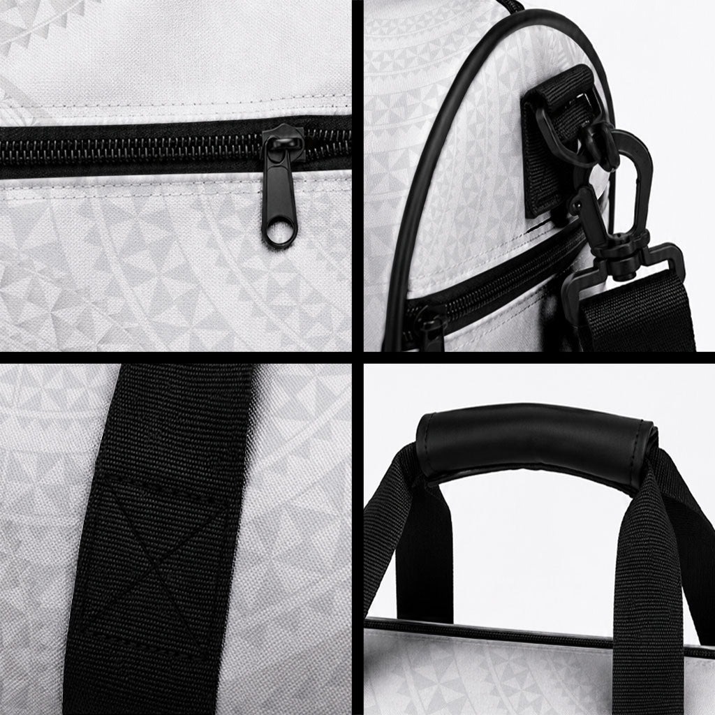 Tonga White Sunday Duffle Bag Fakame Tongan Ngatu Turtle