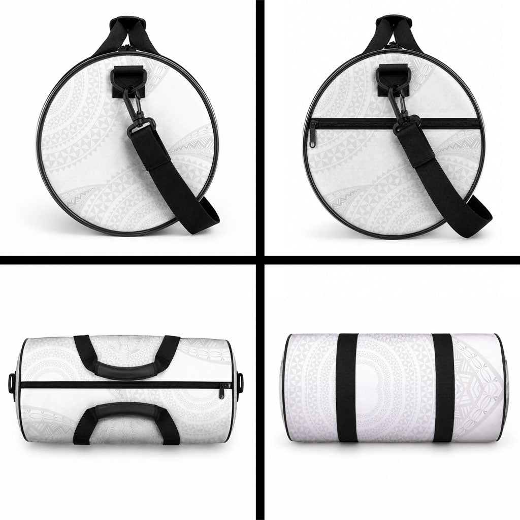 Tonga White Sunday Duffle Bag Fakame Tongan Ngatu Turtle