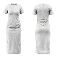 Tonga White Sunday Family Matching Short Sleeve Bodycon Dress and Hawaiian Shirt Fakame Tongan Ngatu Turtle LT14 Mom's Dress White - Polynesian Pride