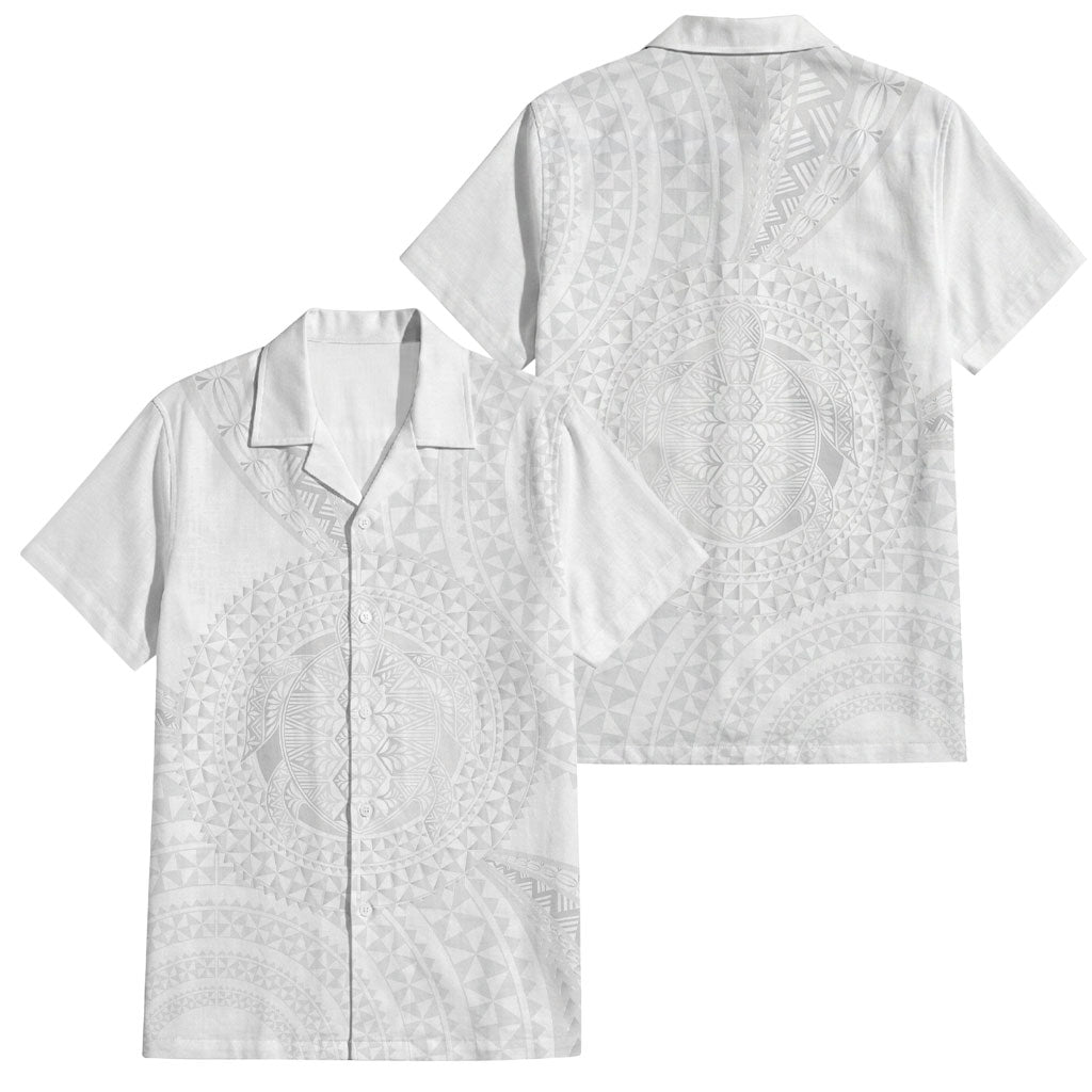 Tonga White Sunday Family Matching Tank Maxi Dress and Hawaiian Shirt Fakame Tongan Ngatu Turtle