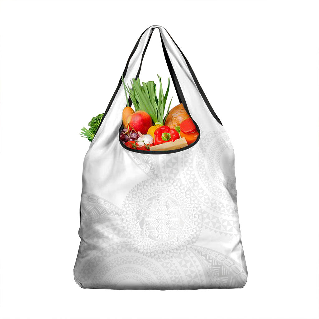 Tonga White Sunday Grocery Bag Fakame Tongan Ngatu Turtle LT14 1-pack One Size White - Polynesian Pride