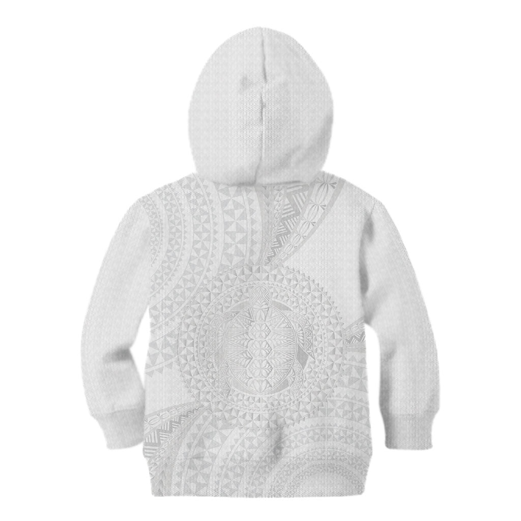 Tonga White Sunday Kid Hoodie Fakame Tongan Ngatu Turtle LT14 - Polynesian Pride